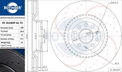 спирачен диск ROTINGER RT 4518HP-GL T5