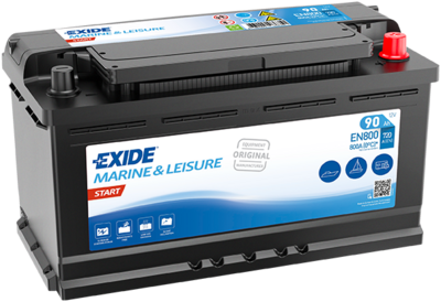 Batterij EXIDE 12V 90Ah/720A (EN) MARINE/RV  (EN) START (R+ standaard terminal) 353x175x190 B13 - montageflens 10,5 mm (beginnen)