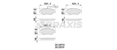 Комплект тормозных колодок, дисковый тормоз BRAXIS AB0529 для FIAT STILO