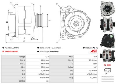 GENERATOR / ALTERNATOR AS-PL A0837S 4