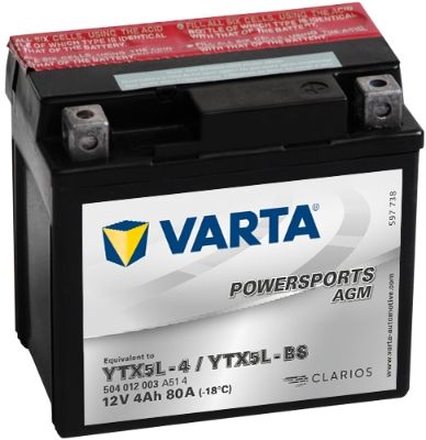 Стартерная аккумуляторная батарея VARTA 504012003A514 для HONDA NS
