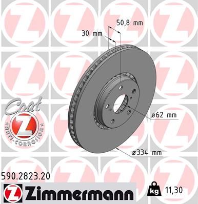 Тормозной диск ZIMMERMANN 590.2823.20 для LEXUS RC