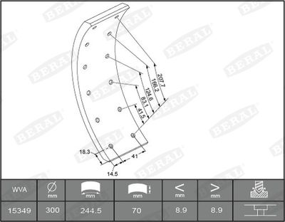Комплект тормозных башмаков, барабанные тормоза BERAL 1534912006015493 для MERCEDES-BENZ T2/L
