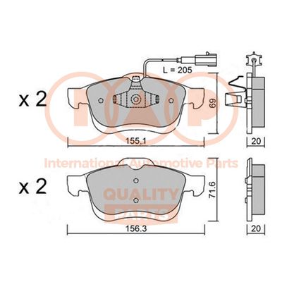Комплект тормозных колодок, дисковый тормоз IAP QUALITY PARTS 704-08051P для LANCIA DELTA
