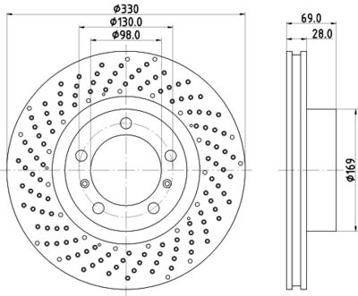 Тормозной диск HELLA 8DD 355 125-021 для PORSCHE 718