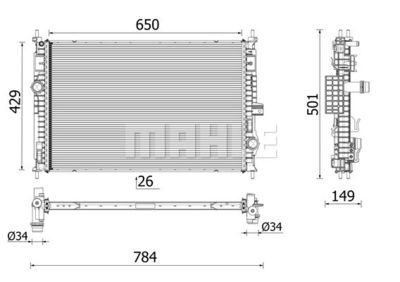 Радиатор, охлаждение двигателя MAHLE CR 2710 000P для CITROËN C5