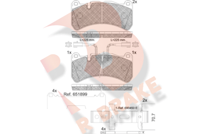 Комплект тормозных колодок, дисковый тормоз R BRAKE RB2260-203 для ALFA ROMEO GIULIA