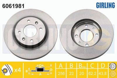 GIRLING 6061981 Тормозные диски GIRLING для KIA RIO