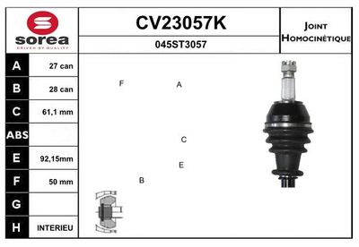 GELENKSATZ ANTRIEBSWELLE EAI CV23057K