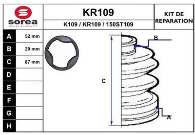 Комплект пыльника, приводной вал EAI KR109 для NISSAN PIXO