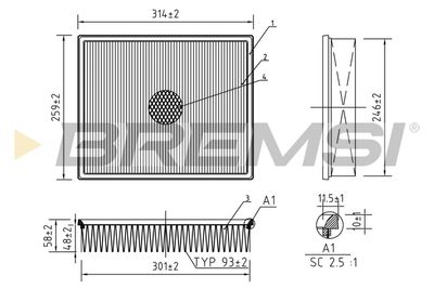 Воздушный фильтр BREMSI FA1592 для RENAULT MASCOTT