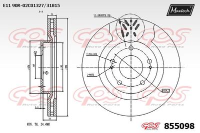 Тормозной диск MAXTECH 855098 для MITSUBISHI GRANDIS