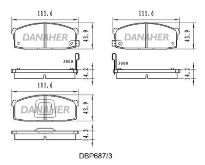 Комплект тормозных колодок, дисковый тормоз DANAHER DBP687/3 для ASTON MARTIN DBS