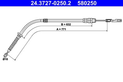 Cable Pull, parking brake 24.3727-0250.2