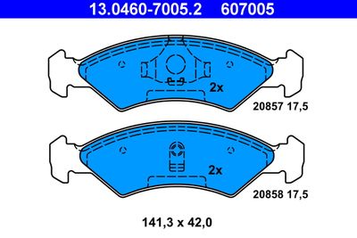Комплект тормозных колодок, дисковый тормоз ATE 13.0460-7005.2 для FORD FIESTA
