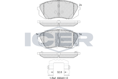комплект спирачно феродо, дискови спирачки ICER EV1826-202