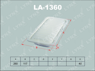 LYNXauto LA-1360 Воздушный фильтр  для SUBARU  (Субару Жуст)