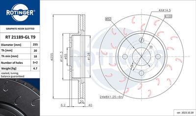 спирачен диск ROTINGER RT 21189-GL T9
