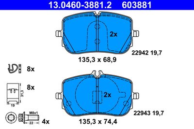 Brake Pad Set, disc brake 13.0460-3881.2