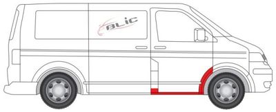 Dorpel aan autozijde Voor Rechts (met voorspatbord liner) past: VW TRANSPORTER T5 04.03-04.15
