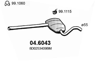 ASSO 04.6043 Глушитель выхлопных газов  для AUDI A4 (Ауди А4)