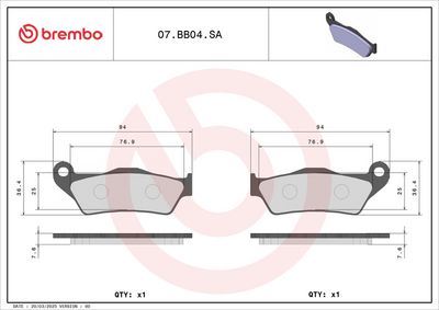 BREMSBELAGSATZ SCHEIBENBREMSE BREMBO 07BB04SA 1