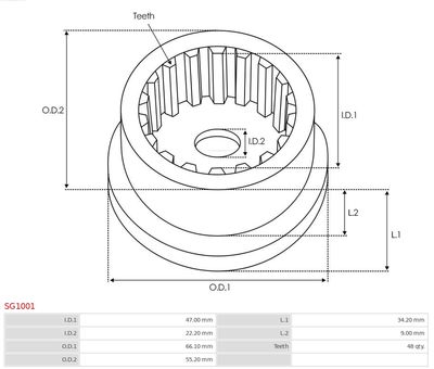 Repair Kit, starter SG1001