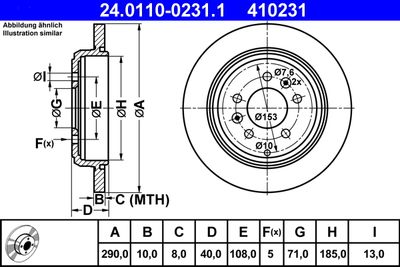 Тормозной диск ATE 24.0110-0231.1 для PEUGEOT 605