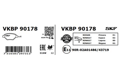 Комплект тормозных колодок, дисковый тормоз VKBP 90178
