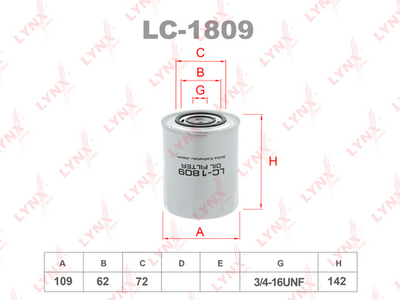 LC-1809 LYNXauto Масляный фильтр