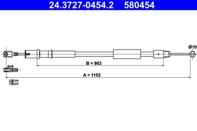 Тросик, cтояночный тормоз ATE 24.3727-0454.2 для MERCEDES-BENZ VITO