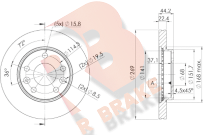 Тормозной диск R BRAKE 78RBD24009 для RENAULT DUSTER