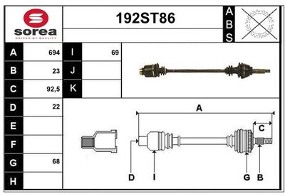 STARTCAR 192ST86 Полуось в сборе для SUZUKI ALTO I (0S) 0.8 (SS80) STARTCAR 192ST86 Полуось в сборе для SUZUKI ALTO I (0S) 0.8 (SS80)