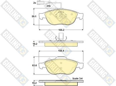 GIRLING 6114412 Тормозные колодки и сигнализаторы  для LANCIA LYBRA (839_) 1.6 16V (839AXA1A)