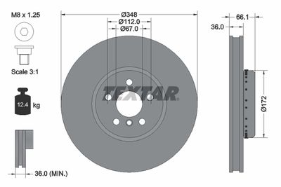 TEXTAR 92288825 Тормозные диски  для BMW X6 (Бмв X6)