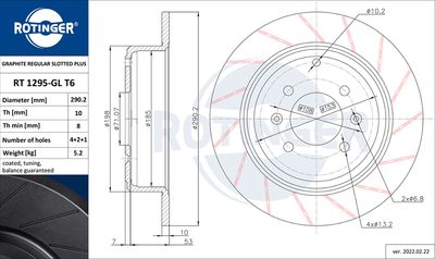 Tarcza hamulcowa ROTINGER RT 1295-GL T6