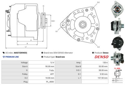 GENERATOR / ALTERNATOR AS-PL A6027DENSO 4