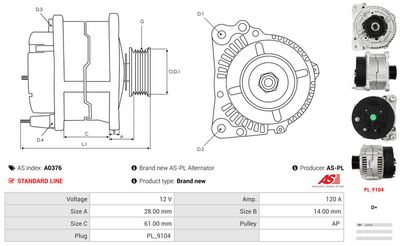 GENERATOR / ALTERNATOR AS-PL A0376 4