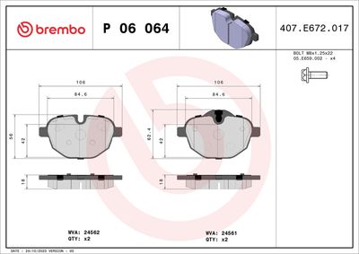 BREMBO Remblokkenset, schijfrem PRIME LINE (P 06 064)