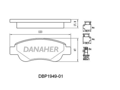 Комплект тормозных колодок, дисковый тормоз DANAHER DBP1949-01 для GEELY PANDA