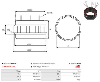 Stator, generátor AS-PL AS9019S