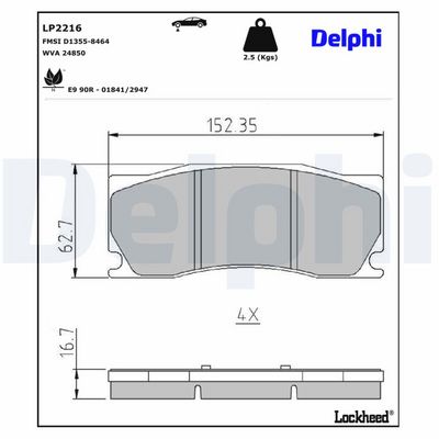 комплект спирачно феродо, дискови спирачки DELPHI