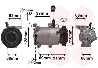 Компрессор, кондиционер VAN WEZEL 8200K412 для HYUNDAI ACCENT