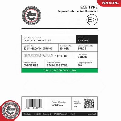 CATALIZATOR ESEN SKV 62SKV027 5