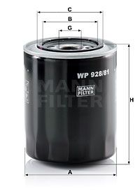 MANN-FILTER WP 928/81 Масляный фильтр  для PROTON  (Протон Wира)