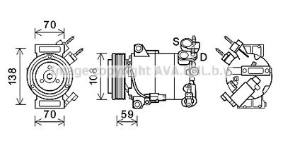 Компрессор, кондиционер AVA QUALITY COOLING FDAK586 для FORD C-MAX