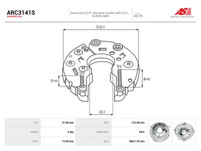 Usměrňovač, generátor AS-PL ARC3141S