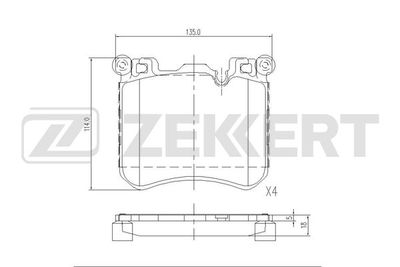 Комплект тормозных колодок, дисковый тормоз ZEKKERT BS-1319 для ROLLS-ROYCE DAWN