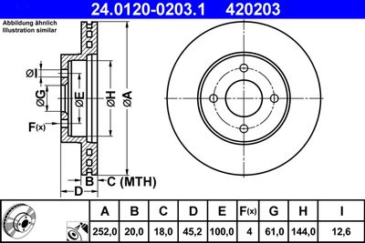 Тормозной диск ATE 24.0120-0203.1 для NISSAN ALMERA