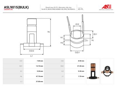 Kluzný kroužek, generátor AS-PL ASL9015(BULK)